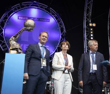 Final 4 Handball Opening Party Lanxess Arena Cologne Germany Date 31 05 2019 From left Stefan Löcher Lord Mayor Henriette Reker Michael Wiederer