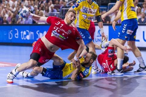 Cologne, Germany 01 June 2019 Handball EHF CL Semifinal Telekom Veszprem HC vs PGE Vive Kielce Blaz Blagotinsek Veszprem Cologne Lanxess Arena Germany