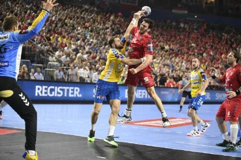 Petar Nenadic Telekom Veszprem HC vs. Mariusz Jurkiewicz PGE Vive Kielce , Handball, Men, Velux EHF Final Four, 1 Semifinals, Telekom Veszprem HC vs. PGE Vive Kielce, 01 06 19 Cologne Lanxess Arena Nordrhein Westfalen Germany
