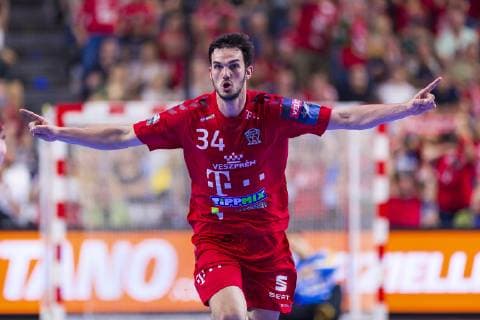 Cologne, Germany 01 June 2019 Handball EHF CL Semifinal Telekom Veszprem HC vs PGE Vive Kielce v li Petar Nenadic Veszprem Cologne Lanxess Arena Germany