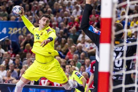 Cologne, Germany 01 June 2019 Handball EHF CL Semifinal FC Barcelona vs HC Vardar Skobje Ludovic Fabregas Barcelona , Dejan Milosavljev HC Vardar Köln Lanxess Arena Germany