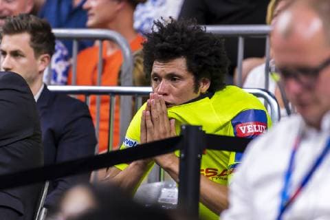 Cologne, Germany 01 June 2019 Handball EHF CL Semifinal FC Barcelona vs HC Vardar Skobje Thiagus Petros Barcelona red card Cologne Lanxess Arena Germany