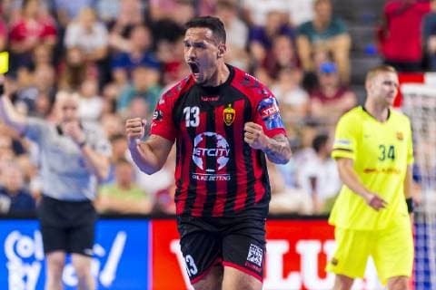 Cologne, Germany 01 June 2019 Handball EHF CL Semifinal FC Barcelona vs HC Vardar Skobje Rogerio Ferreira Moreas HC Vardar Köln Lanxess Arena Germany
