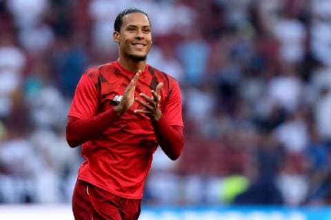 1st June 2019, Wanda Metropolitano stadium, Madrid, Spain; UEFA Champions League Final, Tottenham Hotspur versus Liverpool FC; Virgil van Dijk of Liverpool applauds the fans during the warm up  ActionPlus12140219 ShaunxBrooks