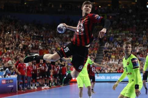 HANDBALL - EHF Champions League Final Four COLOGNE,GERMANY,01.JUN.19 - HANDBALL - EHF Champions League Final Four, semifinal, FC Barcelona, Barca Handbol vs HC Vardar Skopje. Image shows Christian Dissinger (Vardar). GEPAxpictures xAndreasxPranter
