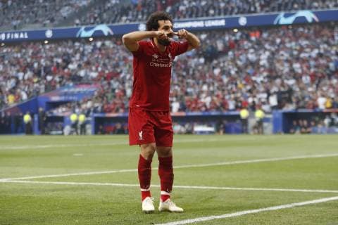 MADRID, 01-06-2019, Wanda Metropolitano Stadium, season 2018 2019, UEFA Champions League Final. Liverpool FC player Mohamed Salah celebrating the 0-1 during the game Tottenham Hotspur - Liverpool Tottenham Hotspur - Liverpool (CL final)  x3565383x Copyright: