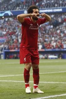 MADRID, 01-06-2019, Wanda Metropolitano Stadium, season 2018 2019, UEFA Champions League Final. Liverpool FC player Mohamed Salah celebrating the 0-1 during the game Tottenham Hotspur - Liverpool Tottenham Hotspur - Liverpool (CL final)  x3565385x Copyright: