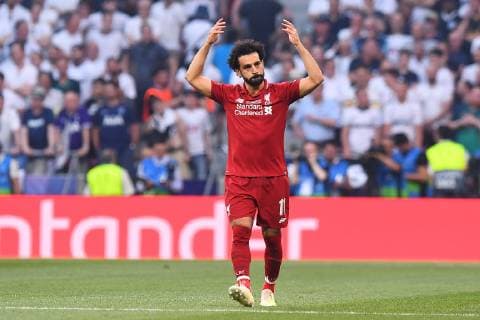 Football Champions League Final Tottenham Hotspur FC Liverpool on 01 06 2019 at the stadium Wanda Metropolitano in Madrid Goal celebration for 0 1 by Mohamed Salah Liverpool xRx