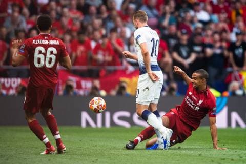 190601 Harry Kane of Tottenham and Joel Matip of Liverpool during the UEFA Champions League final between Tottenham and Liverpool on June 1, 2019 in Madrid Photo Petter Arvidson BILDBYRAN kod PA 92302,  Copyright: PETTERxARVIDSON BB190601PA074