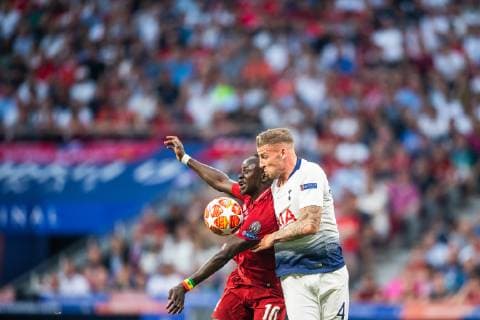 190601 Sadio Mane of Liverpool and Toby Alderweireld of Tottenham during the UEFA Champions League final between Tottenham and Liverpool on June 1, 2019 in Madrid Photo Petter Arvidson BILDBYRAN kod PA 92302,  Copyright: PETTERxARVIDSON BB190601PA081