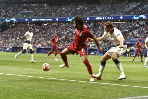Football - 2019 UEFA Champions League Final - Liverpool vs. Tottenham Hotspur Mohamed Salah of Liverpool on the attack, at Wanda Metropolitano, Madrid. COLORSPORT WINSTON BYNORTH 