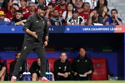 Fußball, Jürgen Klopp gewinnt mit Liverpool die Champions League Jurgen Klopp coach of Liverpool reacts Madrid 01-06-2019 Estadio Wanda Metropolitano, Football UEFA Champions League 2018 2019 Final 2019 Tottenham - Liverpool Foto Cesare Purini Insidefoto CesarexPurini