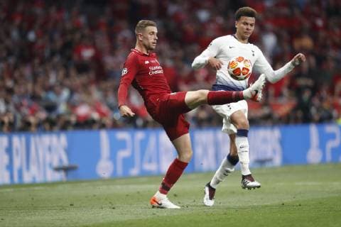 MADRID, 01-06-2019, Wanda Metropolitano Stadium, season 2018 2019, UEFA Champions League Final. Liverpool FC player Jordan Henderson and Tottenham Hotspur player Dele Alli during the game Tottenham Hotspur - Liverpool Tottenham Hotspur - Liverpool (CL final)  x3566026x Copyright: