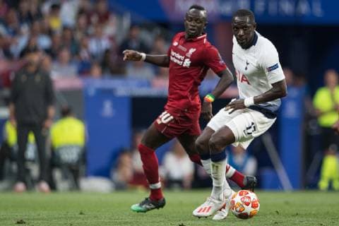 Madrid, Spain, 01 06 2019, UEFA Champions League 2018 19 Season, Final, Tottenham Hotspur FC Liverpool, Sadio Mane Liverpool FC and Moussa Sissoko Tottenham Hotspur battle for the ball Defodi 01059001186 Defodi-059