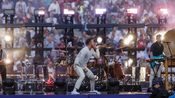 Madrid, Spain, 01 06 2019, UEFA Champions League 2018 19 Season, Final, Tottenham Hotspur FC Liverpool, Imagine Dragons are seen Defodi 09 523 097684 Defodi-523