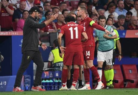 01 06 2019, xkvx, football UEFA Champions League final, Tottenham Hotspur FC Liverpool emspor, v l coach coach Juergen Klopp FC Liverpool , Mohamed Salah FC Liverpool , Jordan Henderson FC Liverpool DFL DFB REGULATIONS PROHIBIT ANY USE OF PHOTOGRAPHS as IMAGE SEQUENCES and or QUASI VIDEO Madrid