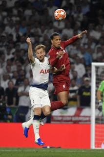 Harry Kane of Tottenham Hotspur competes for the ball with Virgil Van Dijk of Liverpool FC during the 2019 UEFA Champions League Final match between Tottenham Hotspur and Liverpool at Wanda Metropolitano Stadium, Madrid, Spain on 1 June 2019. Copyright: xGiuseppexMaffiax 24160222