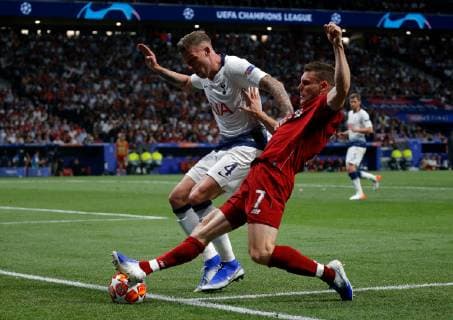 SOCCER - CL, Tottenham vs Liverpool MADRID,SPAIN,01.JUN.19 - SOCCER - UEFA Champions League, final, Tottenham Hotspur vs Liverpool FC. Image shows Toby Alderweireld (Tottenham) and James Milner (Liverpool). GEPAxpictures xDavidxRodriguez