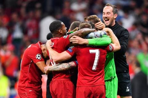 190601 Players of Liverpool celebrate after winning the UEFA Champions League final between Tottenham and Liverpool on June 1, 2019 in Madrid Photo Petter Arvidson BILDBYRAN kod PA 92302,  Copyright: PETTERxARVIDSON BB190601PA156