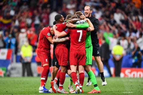 190601 Players of Liverpool celebrate after winning the UEFA Champions League final between Tottenham and Liverpool on June 1, 2019 in Madrid Photo Petter Arvidson BILDBYRAN kod PA 92302,  Copyright: PETTERxARVIDSON BB190601PA157