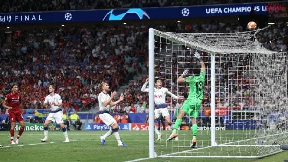 Tottenham Hotspur v Liverpool UEFA Champions League Final Alisson Becker of Liverpool saves during the UEFA Champions League Final at the Wanda Metropolitano Stadium, Madrid Content Not Available For UK Newspapers Copyright: xPaulxChestertonx FIL-13310-0239