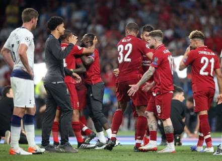 Tottenham Hotspur v Liverpool UEFA Champions League Final Liverpool players celebrate during the UEFA Champions League Final at the Wanda Metropolitano Stadium, Madrid Content Not Available For UK Newspapers Copyright: xPaulxChestertonx FIL-13310-0246