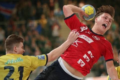 SG Flensburg Handewitt vs. Rhein Neckar Loewen, Handball, Male A Youth, German Championship, Final, Bundesliga, 01 06 19 Joern Persson Nr 34, SG Flensburg Handewitt vs. Martin Schmied Nr 21, Rhein Neckar Loewen xmmkx