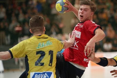 SG Flensburg Handewitt vs. Rhein Neckar Loewen, Handball, Male A Youth, German Championship, Final, Bundesliga, 01 06 19 Joern Persson Nr 34, SG Flensburg Handewitt vs. Martin Schmied Nr 21, Rhein Neckar Loewen xmmkx
