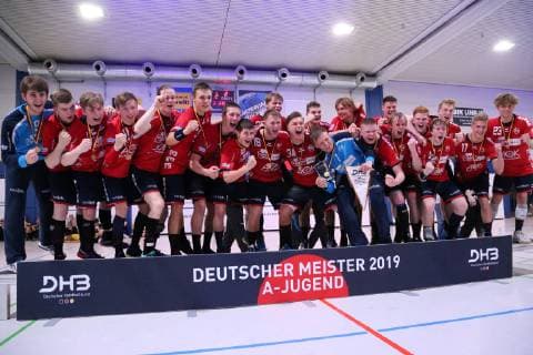 SG Flensburg Handewitt vs. Rhein Neckar Loewen, handball, male A youth, German championship, finals, Bundesliga, 01 06 19 Cheers for the German championship xmmkx
