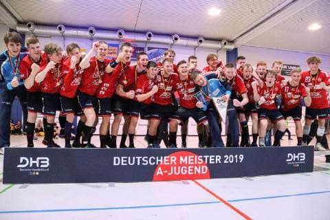 SG Flensburg Handewitt vs. Rhein Neckar Loewen, handball, male A youth, German championship, finals, Bundesliga, 01 06 19 awards ceremony xmmkx