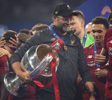Madrid, 01 06 2019 Coach Jürgen Klopp Liverpool with Cup Tottenham Hotspur FC Liverpool