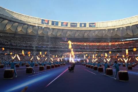 Tottenham Hotspur v Liverpool UEFA Champions League Final The opening ceremony featuring The Imagine Dragons before the UEFA Champions League Final at the Wanda Metropolitano Stadium, Madrid Content Not Available For UK Newspapers Copyright: xPaulxChestertonx FIL-13310-0510