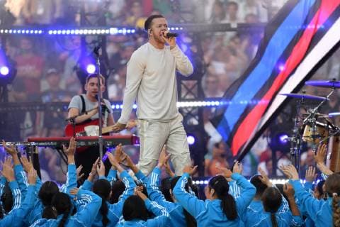 Imagine Dragons Rockband from the USA with singer Dan Reynolds at their performance Football Champions League Final 2019 Tottenham Hotspur Liverpool FC 0 2, season2018 19, on 01 06 2019, stadium Wanda Metropolitano