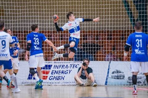 Justin Lee Milkow 27 Dessau Rosslauer HV 06 during the match in the Handball 2 Bundesliga Men Season 2018 2019 between Dessau Rosslauer HV 06 and TV 05 07 Hüttenberg in the Anhalt Arena on 1 June 2019 in Dessau Rosslau, Saxony Anhalt, Germany