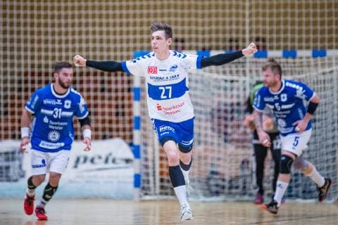 Justin Lee Milkow 27 Dessau Rosslauer HV 06 during the match in the Handball 2 Bundesliga Men Season 2018 2019 between Dessau Rosslauer HV 06 and TV 05 07 Hüttenberg in the Anhalt Arena on 1 June 2019 in Dessau Rosslau, Saxony Anhalt, Germany