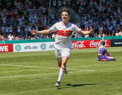 Goal celebration 3 1 Stuttgart, goal scorer Lilian Egloff VfB VfB Stuttgar Borussia Dortmund Großaspach, GER, 02 0 2019, U19 Juniors, Final German Championship 2018 2019