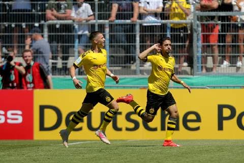 Aspach, Germany 30 05 2019, German A Junior Championship, A Junior Final VfB Stuttgart BV Borussia Dortmund, cheering after the 1 1 of Immanuel Pherai BVB U19 Defodi 09 541 017278 Defodi-541