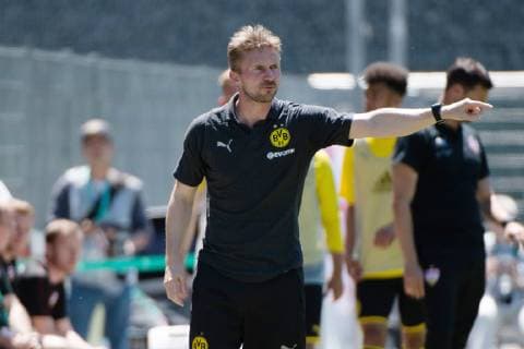 Benjamin Hoffmann Borussia Dortmund Head Coach , VfB Stuttgart U19 vs. Borussia Dortmund U19, Football, Men, U19, Final German Championship, Season 18 19, GER, 02 06 2019, DFB REGULATIONS PROHIBIT ANY USE OF PHOTOGRAPHS AS IMAGE SEQUENCES AND OR QUASI VIDEO, VfB Stuttgart U19 vs. Borussia Dortmund U19, Football, Men, U19, Final German Championship, Season 18 19, GER, 02 06 2019 Grossaspach Copyright: xEibner Wolfgang_Frankx EP_WFK