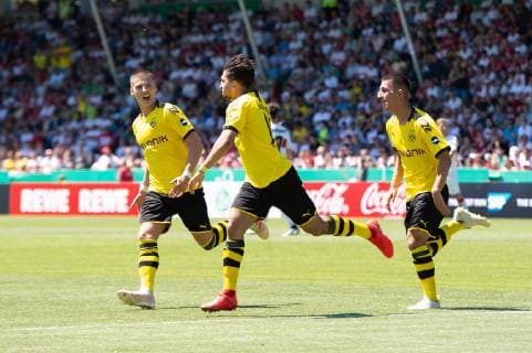 Goal to 1 1 by Immanuel Johannes Pherai Borussia Dortmund 14 , Tojubel, Jubel, VfB Stuttgart U19 vs. Borussia Dortmund U19, Football, Men, U19, Final German Championship, Season 18 19, GER, 02 06 2019, DFB REGULATIONS PROHIBIT ANY USE OF PHOTOGRAPHS AS IMAGE SEQUENCES AND OR QUASI VIDEO, VfB Stuttgart U19 vs. Borussia Dortmund U19, Football, Men, U19, Final German Championship, Season 18 19, GER, 02 06 2019 Grossaspach Copyright: xEibner Wolfgang_Frankx EP_WFK