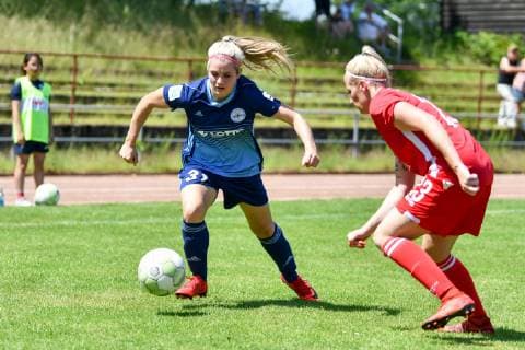 Duel Antonio Hornberg SG Andernach,31 with Nathalie Bock Union Berlin,23 , 02 06 2019, Andernach, Football, Relegation Promotion 2 Womens Bundesliga SG 99 Andernach 1 FC Union Berlin, DFB DFL REGULATIONS PROHIBIT ANY USE OF PHOTOGRAPHS AS IMAGE SEQUENCES AND OR QUASI VIDEO xmkx