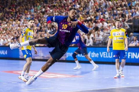 Cologne, Germany 02 June 2019 Handball EHF CL game place 3 FC Barcelona vs PGE Vive Kielce Cedric Sorhaindo Barcelona Cologne Lanxess Arena Germany