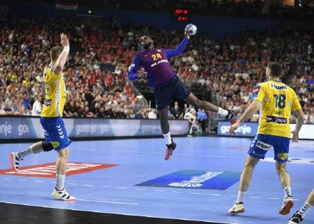 Dika Mem FC Barcelona Lassa has a lot of space7, handball, men, Velux EHF Final Four, game for space 3, FC Barcelona Lassa vs PGE Vieve Kielce, 02 06 19 Cologne Lanxess Arena Nordrhein Westfalen Germany