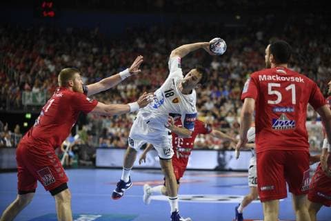 Igor Karacic HC Vardar vs Blaz Blagotinsek Telekom Veszprem HC , Handball, Men, Velux EHF Final Four, Final, HC Vardar vs Telekom Veszprem, 02 06 19 Cologne Lanxess Arena Nordrhein Westfalen Germany