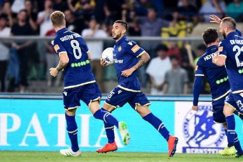 Fußball, Italien, Aufstiegrunde zur Serie A, Hellas Verona - AS Cittadella Db Verona 02 06 2019 - campionato di calcio serie B Hellas Verona-Cittadella foto Daniele Buffa Image nella foto: esultanza gol Mattia Zaccagni 