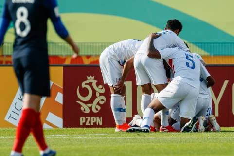 Bydgoszcz, Poland, 04 06 2019, FIFA World Cup Poland 2019, Round of 16, France USA, cheering, goal celebration for Sebastian Soto USA after the goal for 0 1 Defodi 01048 179637 Defodi-048