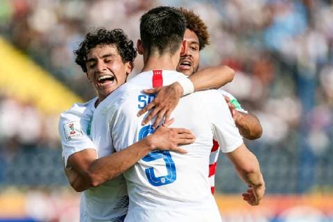 04.06.2019 BYDGOSZCZ UL. GDANSKA (POLAND) PILKA NOZNA (FOOTBALL) MISTRZOSTWA SWIATA W PILCE NOZNEJ DO LAT 20 (FIFA UNDER 20 WORLD CUP) MECZ (GAME) FRANCJARICHARD LEDEZMA, - USARICHARD LEDEZMA, (FRANCERICHARD LEDEZMA, - USA U20) NZ SEBASTIAN SOTO, GOL, BRAMKA, RADOSC, EMOCJE, GESTY FOTO TADEUSZ SKWIOT CYFRASPORT NEWSPIX.PL --- Newspix.pl FRANCE OUT!  20190604TSCS6854