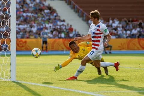 Bydgoszcz, Poland, 04 06 2019, FIFA World Cup Poland 2019, Round of 16, France USA, Goal to 2 3, Scorers Justin Rennicks USA Defodi 01048 179647 Defodi-048