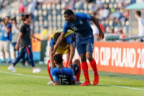 Bydgoszcz, Poland, 04 06 2019, FIFA World Cup Poland 2019, Round of 16, France USA, Thomas Basila FRA , William Saliba FRA , Youssouf Fofana FRA disappoints Defodi 01048 179657 Defodi-048