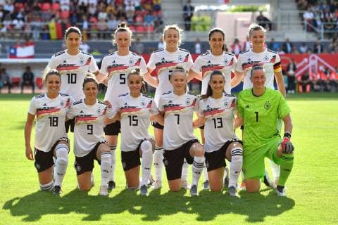 Preview FIFA Women s World Cup France 2019 Teamphoto,Team,Team,Teamphoto hi v li Dzsenifer MAROZSAN GER , Marina HEGERING GER ,Carolin SIMON GER , Sara DOORSOUN GER ,Alexandra POPP GER Front v li Melanie LEUPOLZ GER ,Svenja HUTH GER ,Giulia GWINN GER ,Lea SCHUELLER GER ,Sara DAEBRITZ GER , Almuth SCHULT,goalkeeper GER football, women international Germany Chile 2 0, on 30 05 2019 Continental Arena Regensburg Â