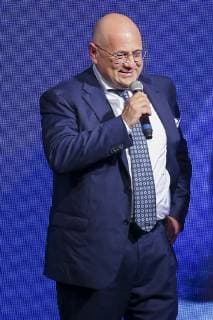 Italy: Football Leader 2019 Football - 2019 leader, the national award of the AIAC Italian Association of Football Coaches, in the seventh consecutive year, in photos Maurizio de Giovanni is an Italian writer, screenwriter, and playwright, author mostly of detective novels. ( Photo by Antonio Balasco Pacific Press) Naples Campania Italy  AntonioxBalascox xPacificxPress